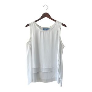 Simply Vera Wang Double Layer Chiffon White Tank Top Size PXL